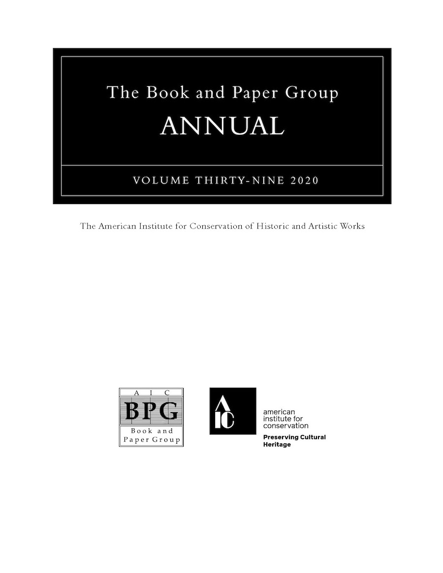 Book & Paper Group Annual Vol. 39 (2020)